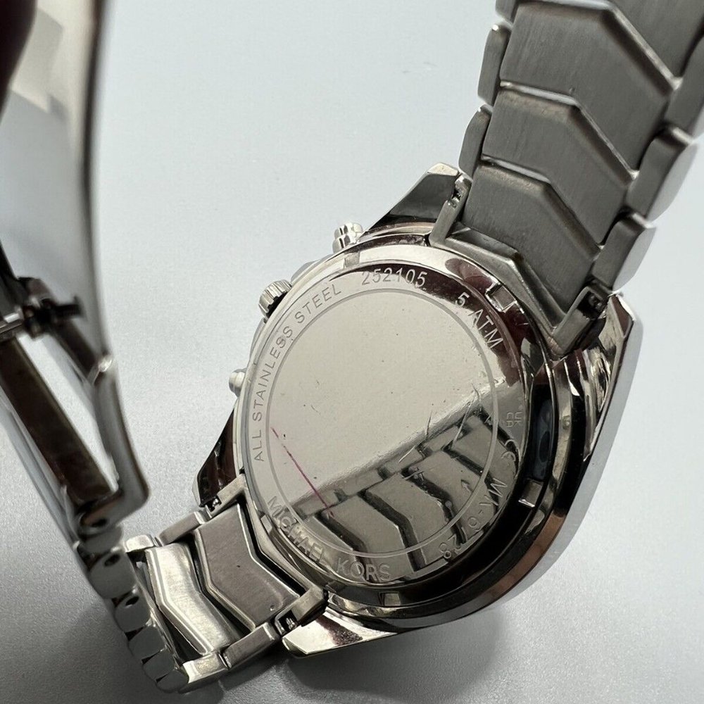 MICHAEL KORS Women's Chronograph Whitney Stainless Steel Pavé Bracelet Watch - Picture 5 of 6